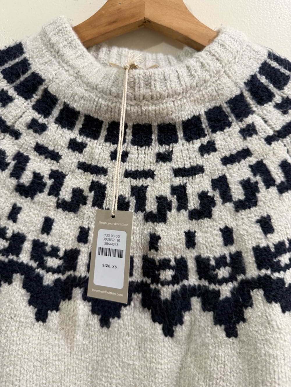 Have Men's Ivory and Black Nordic Yoke Sweater - Picture 4 of 4